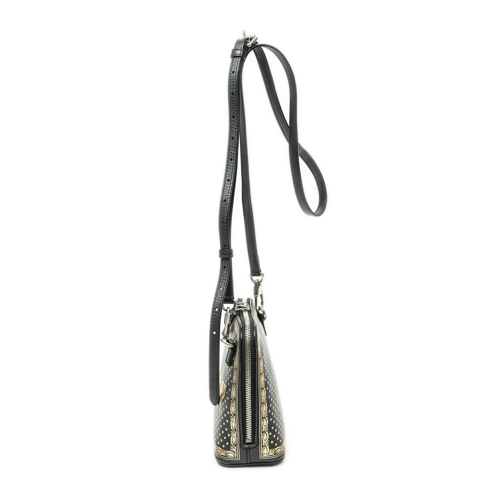 Gucci Mini Guccy Dome Crossbody Black Logo Stars Printed Leathera — view 3