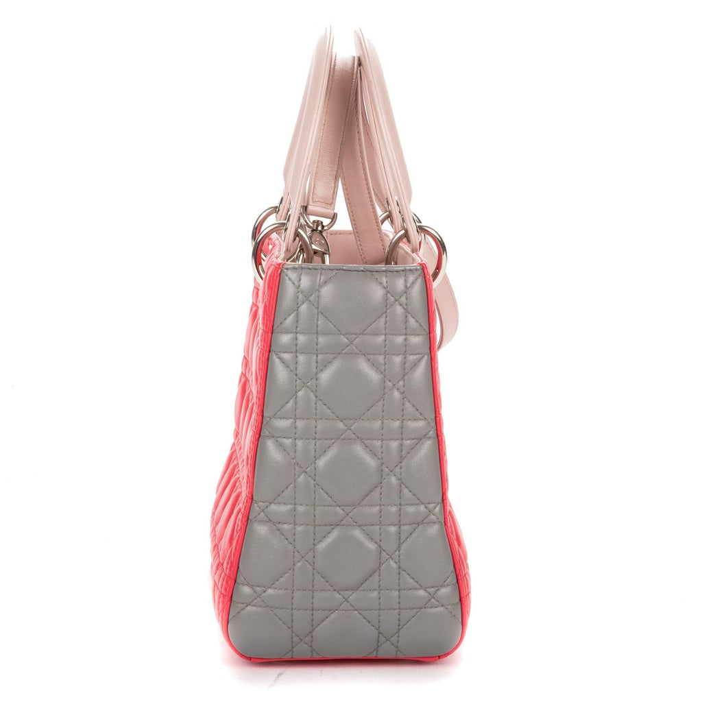 Dior Lady Dio le Zip Fuchsia Light Pink Gray Kana the Lambskin Leather Shoulder — view 4