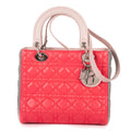 Dior Lady Dio le Zip Fuchsia Light Pink Gray Kana the Lambskin Leather Shoulder