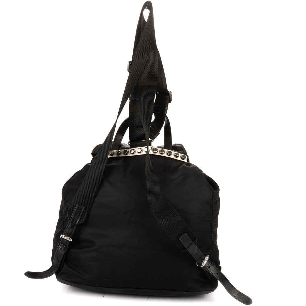 Prada Double Pockets Studded Backpack Nylon a with Black Studs — view 5