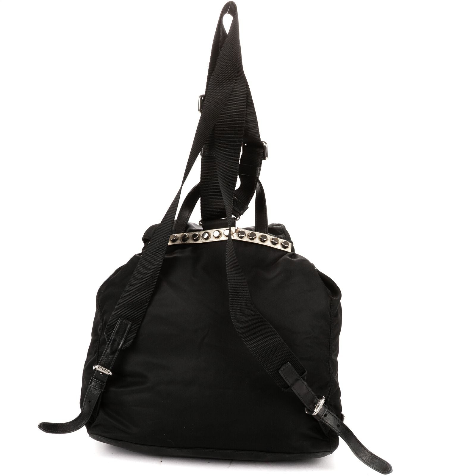 Prada Double Pockets Studded Backpack Nylon a with Black Studs — view 5