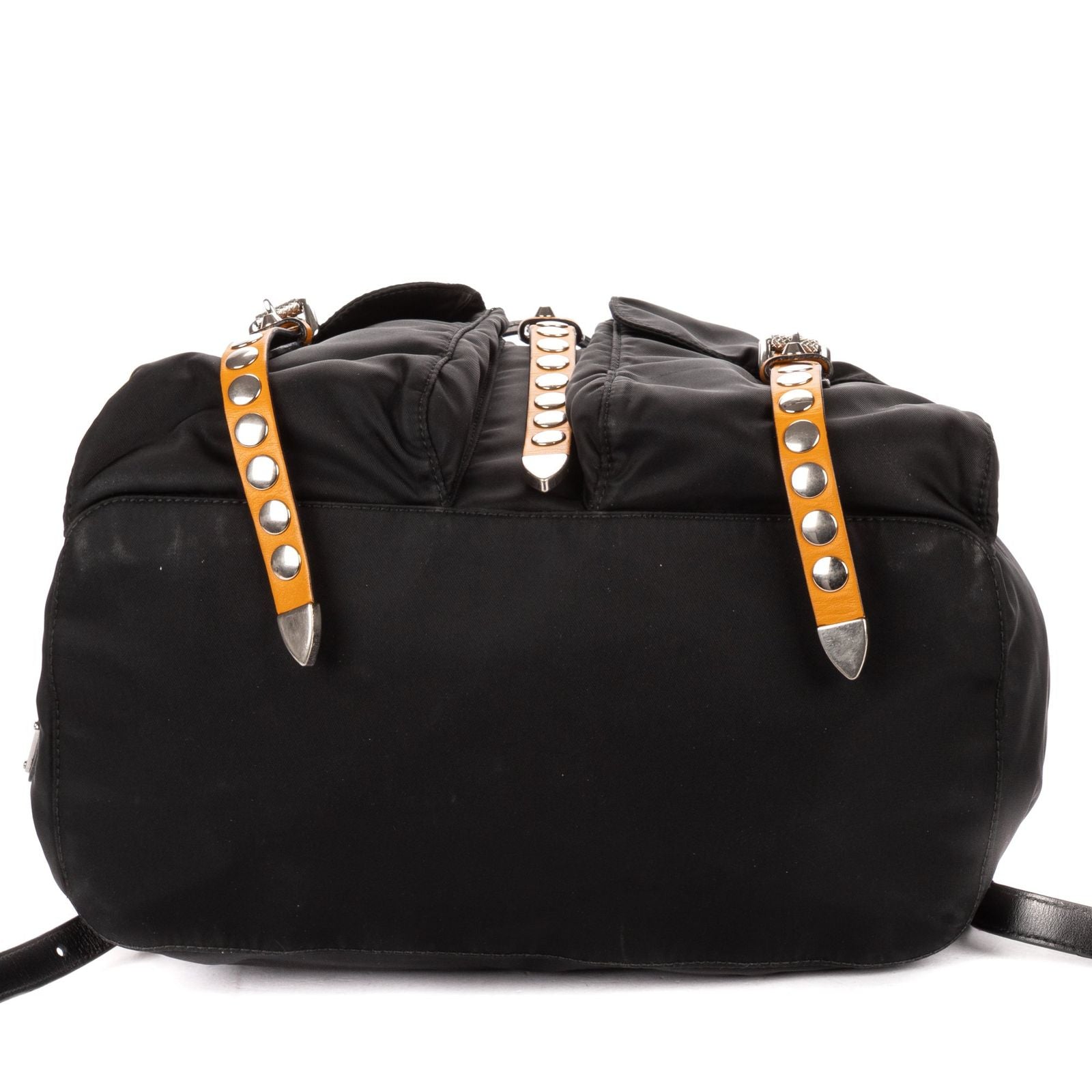 Prada Double Pockets Studded Backpack Nylon a with Black Studs — view 6
