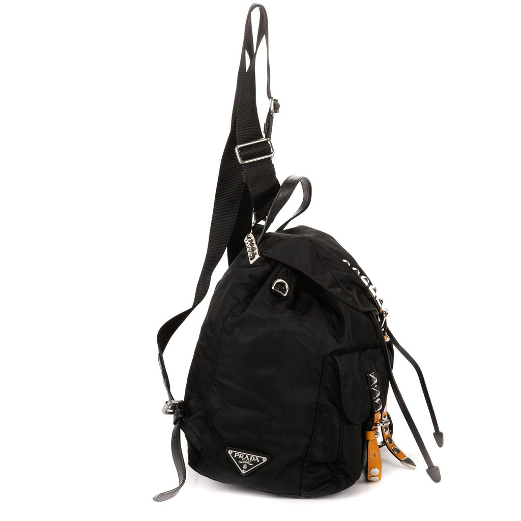 Prada Double Pockets Studded Backpack Nylon a with Black Studs — view 4