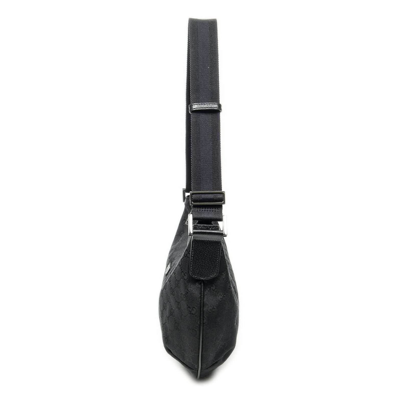 Gucci Half Moon Zip Messenger Black GG Canvas — view 3