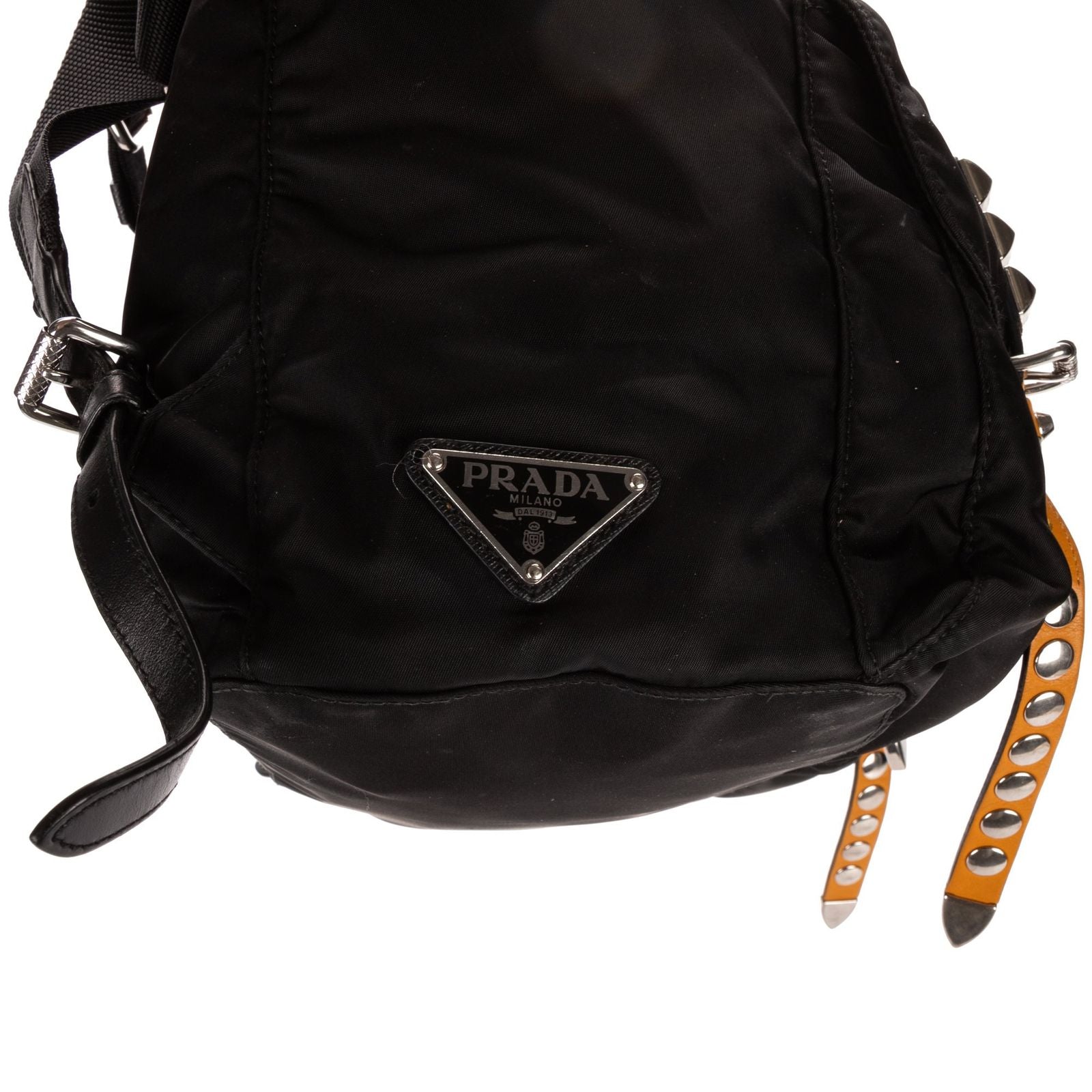 Prada Double Pockets Studded Backpack Nylon a with Black Studs — view 8
