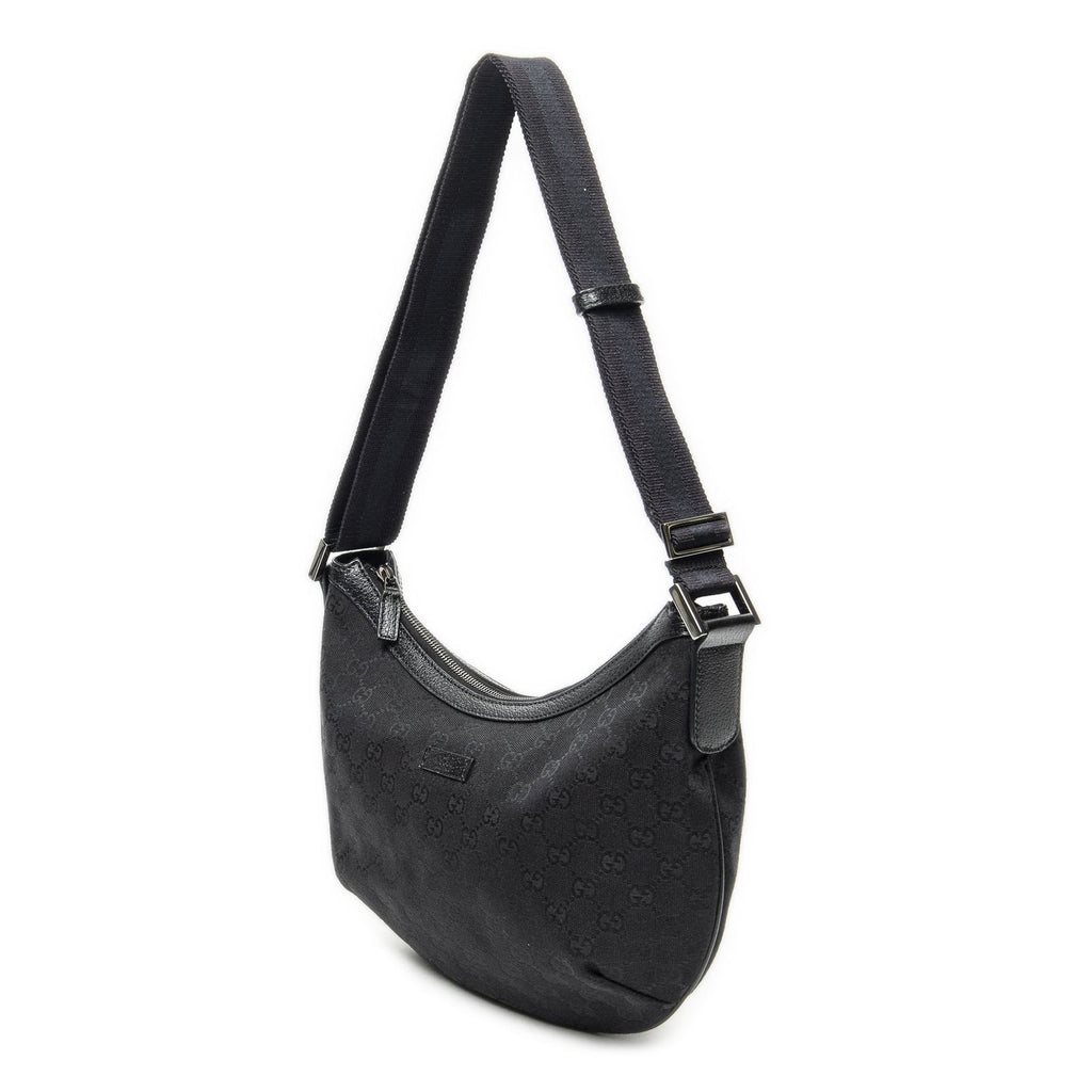 Gucci Half Moon Zip Messenger Black GG Canvas — view 2