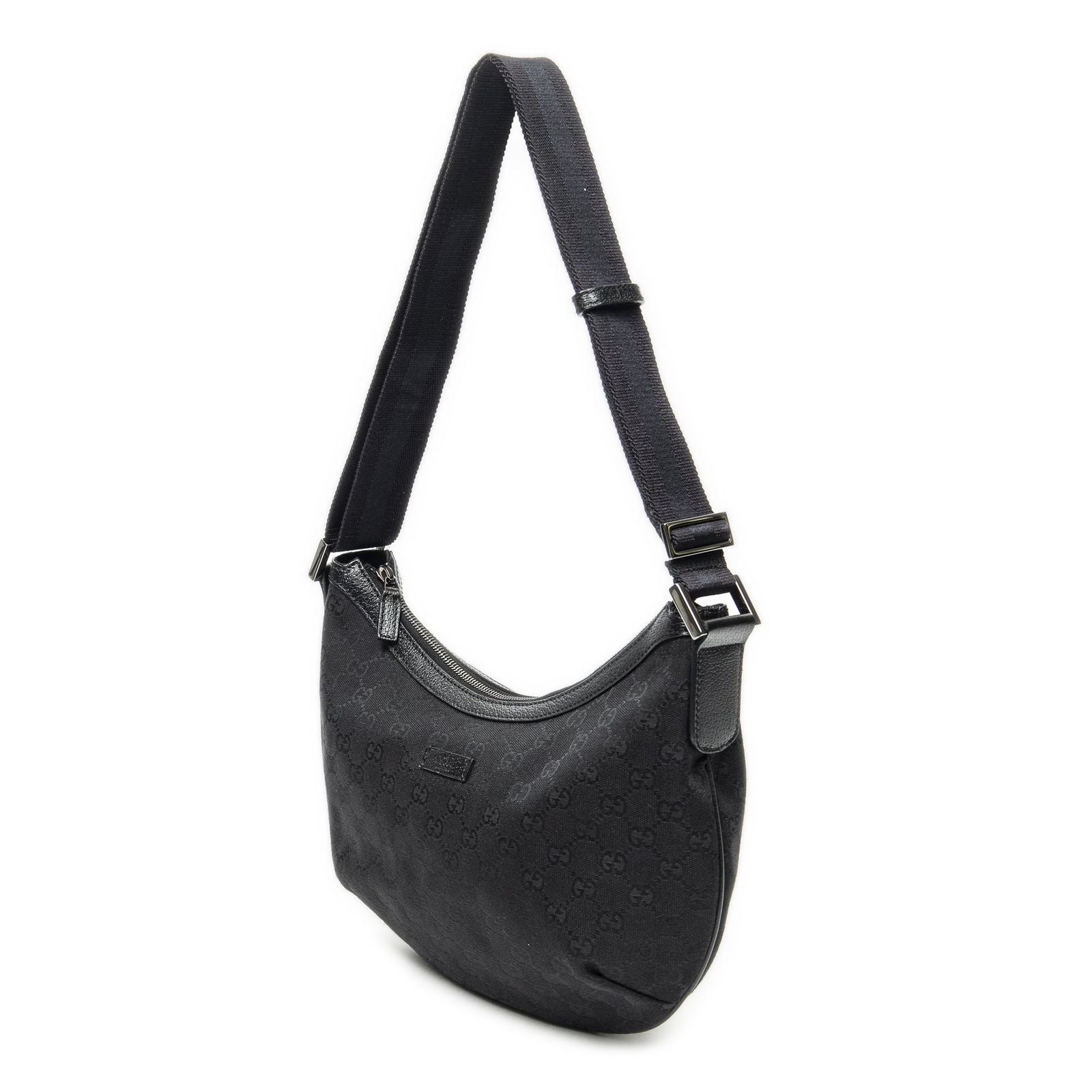 Gucci Half Moon Zip Messenger Black GG Canvas — view 2