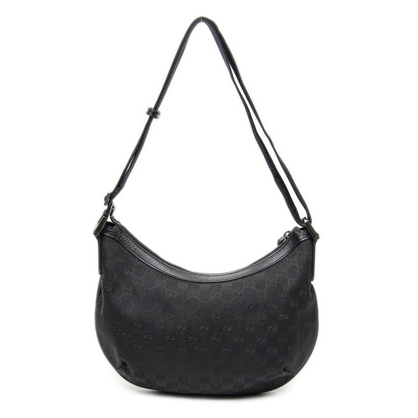 Gucci Half Moon Zip Messenger Black GG Canvas — view 5