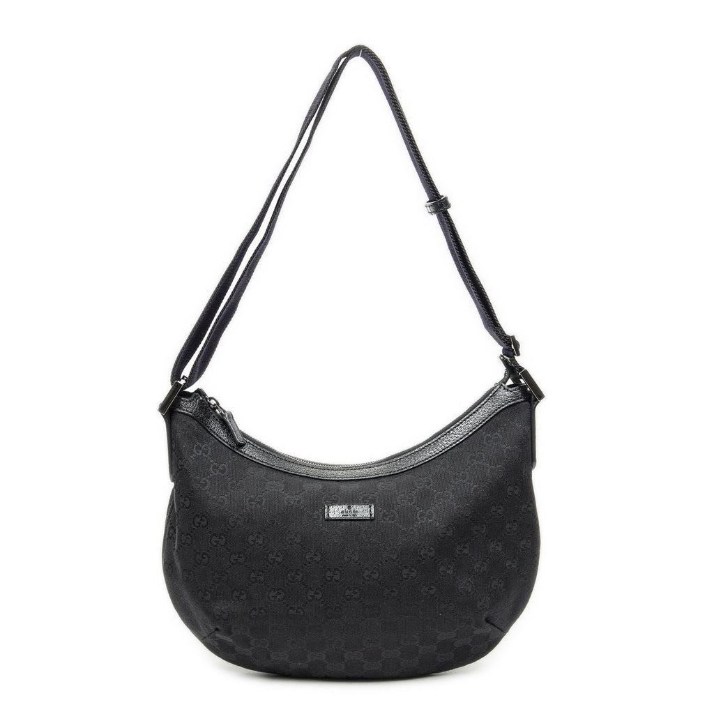 Gucci Half Moon Zip Messenger Black GG Canvas