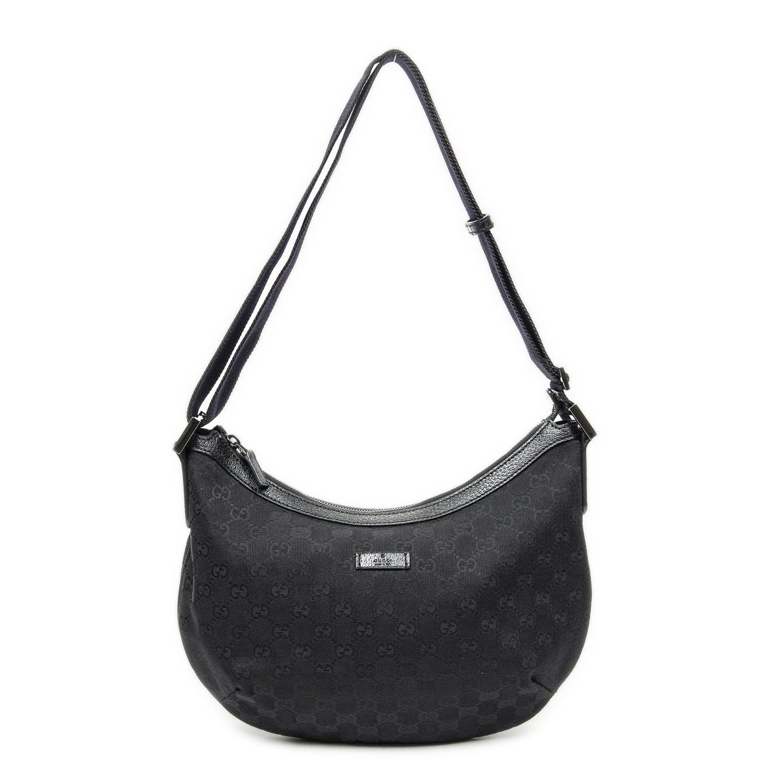 Gucci Half Moon Zip Messenger Black GG Canvas
