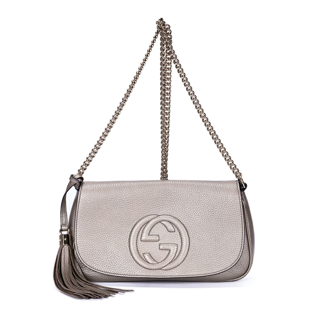 Gucci Chain Shoulder Silver Spike Calfskin Leather