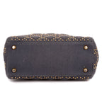 Dior Medium Studded Lady Dior Flap Gray Studs Denim Canvas Handbag — view 6