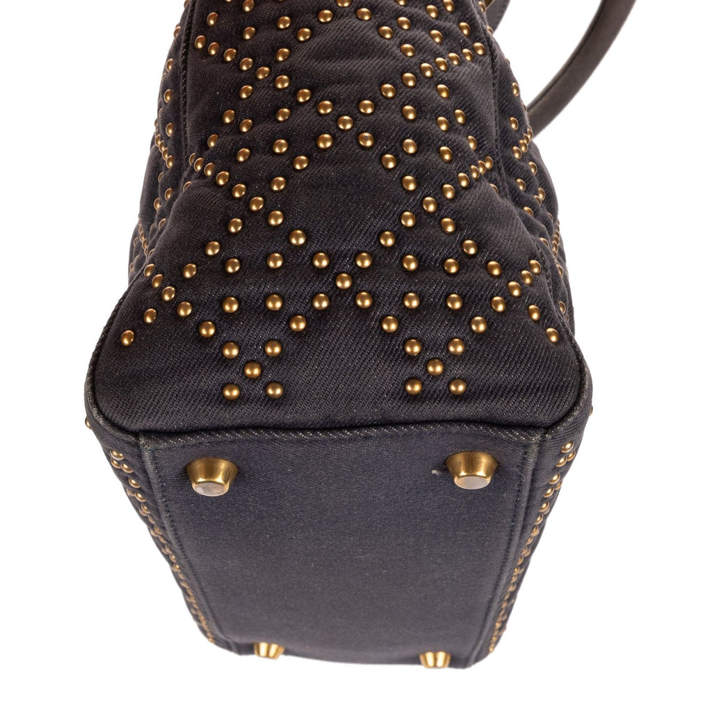 Dior Medium Studded Lady Dior Flap Gray Studs Denim Canvas Handbag — view 7