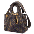 Dior Medium Studded Lady Dior Flap Gray Studs Denim Canvas Handbag — view 2