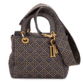 Dior Medium Studded Lady Dior Flap Gray Studs Denim Canvas Handbag