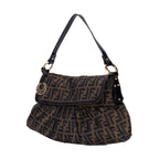 Fendi Chef Flap Hobo Da Brown Black Zucca Canvas — view 2