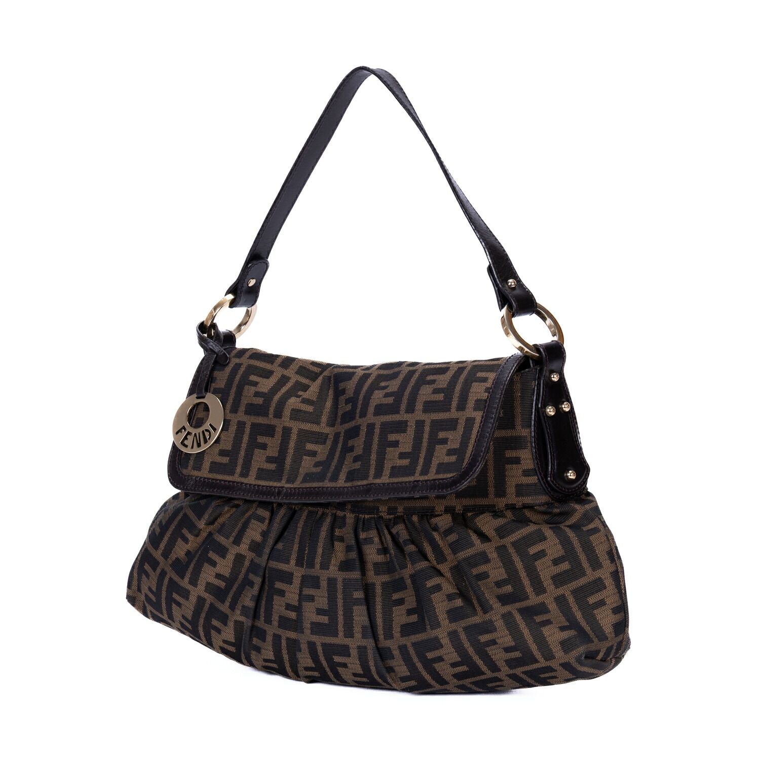 Fendi Chef Flap Hobo Da Brown Black Zucca Canvas — view 2