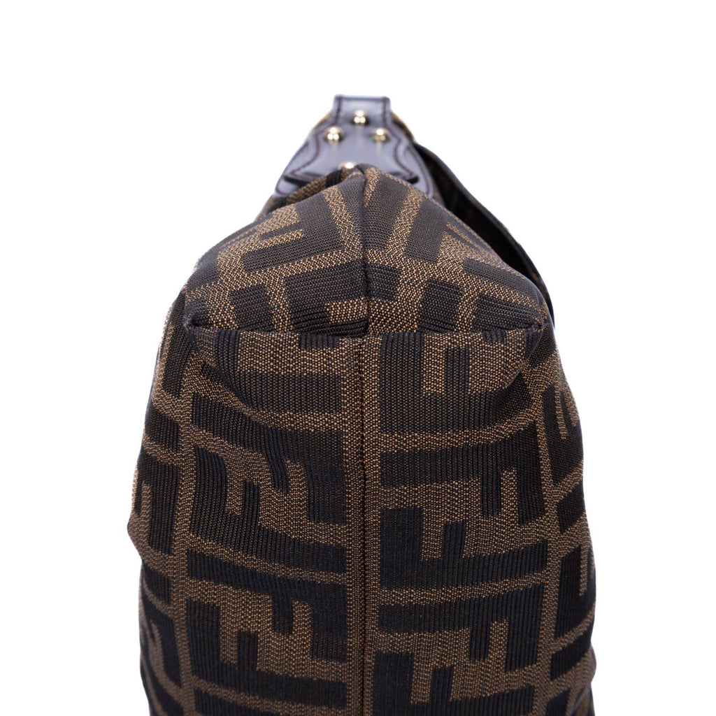 Fendi Chef Flap Hobo Da Brown Black Zucca Canvas — view 7