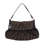 Fendi Chef Flap Hobo Da Brown Black Zucca Canvas
