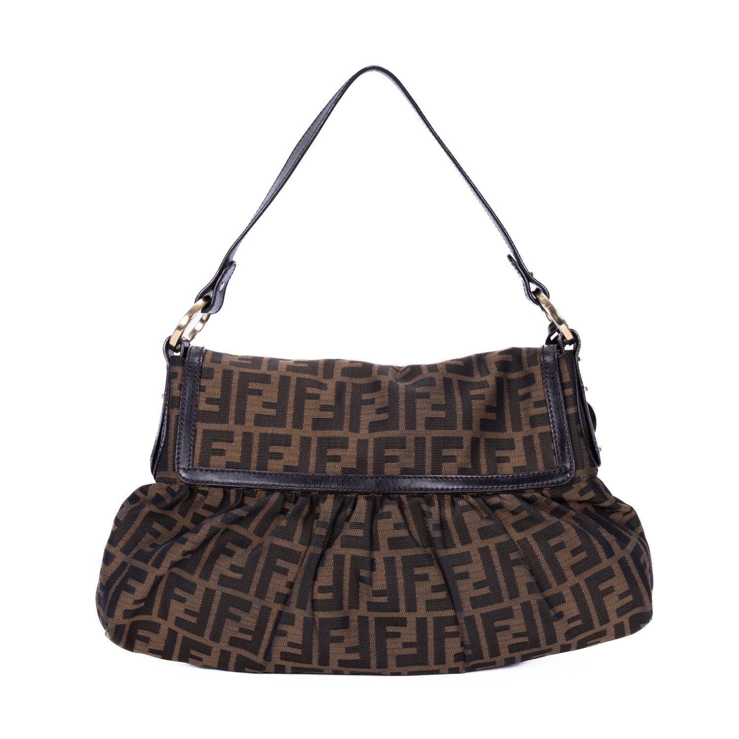 Fendi Chef Flap Hobo Da Brown Black Zucca Canvas — view 5