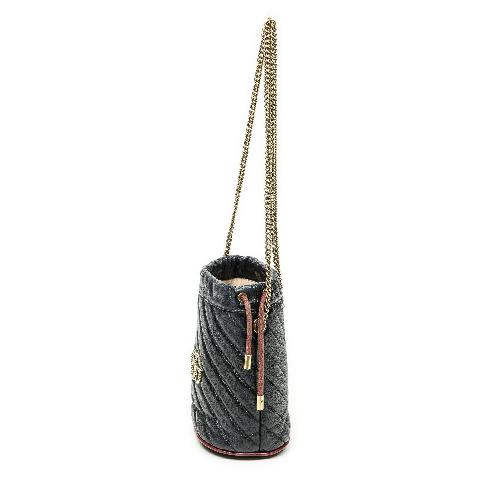Gucci GG Marmont Torchon Bucket Bag Black Matelasse Calfskin — view 3