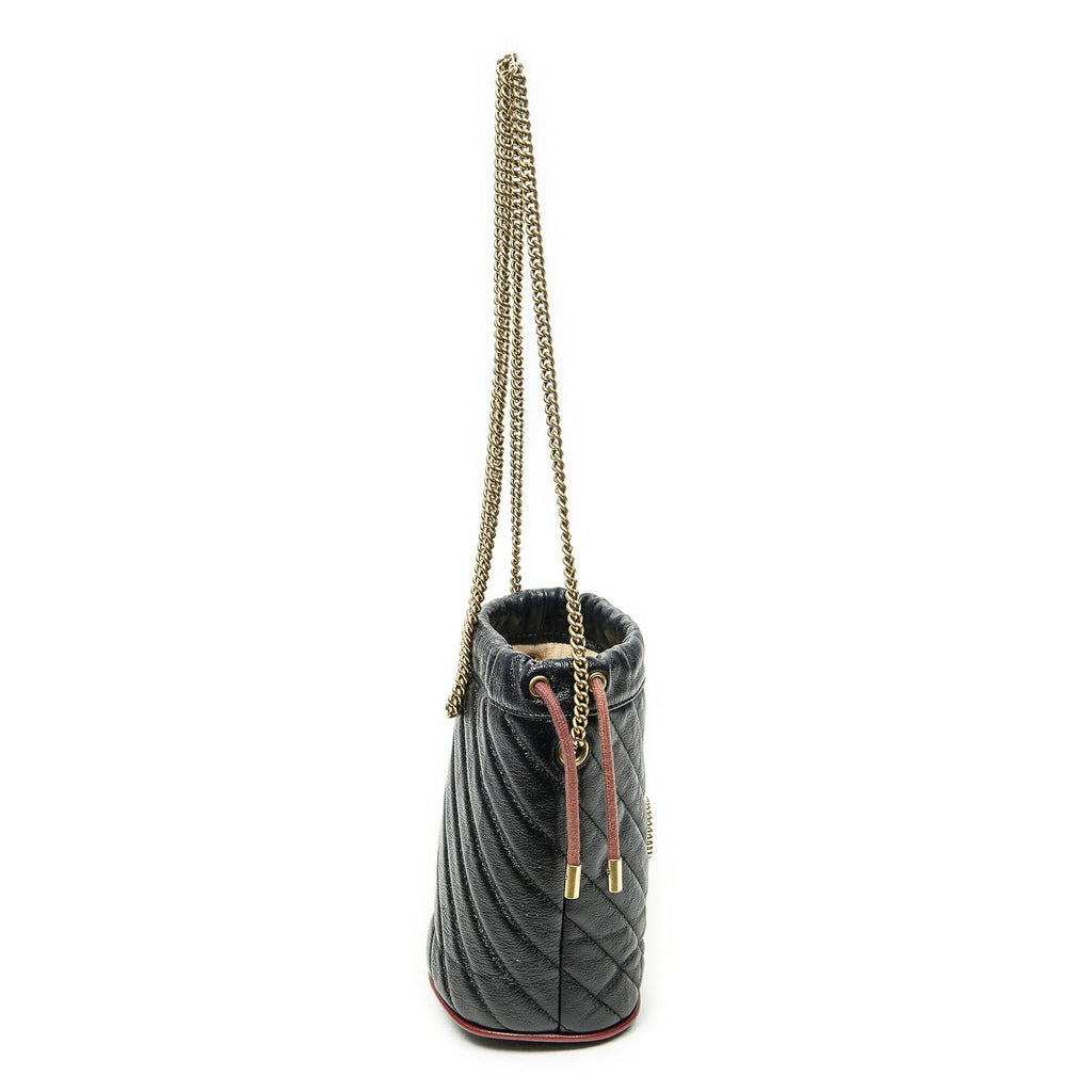 Gucci GG Marmont Torchon Bucket Bag Black Matelasse Calfskin — view 4