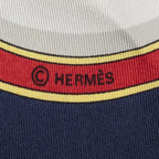 Hermes Scarf Navy Ivory Red Silk — view 4