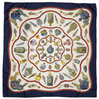 Hermes Scarf Navy Ivory Red Silk — view 2