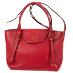 Prada Zip Top Handle Red Vitello Daino Grained Calfskin Leathera