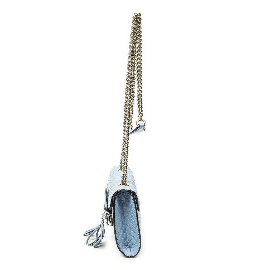 Gucci Smo le Emilie Chain Bag Blue Micro Guccissima Leather — view 3
