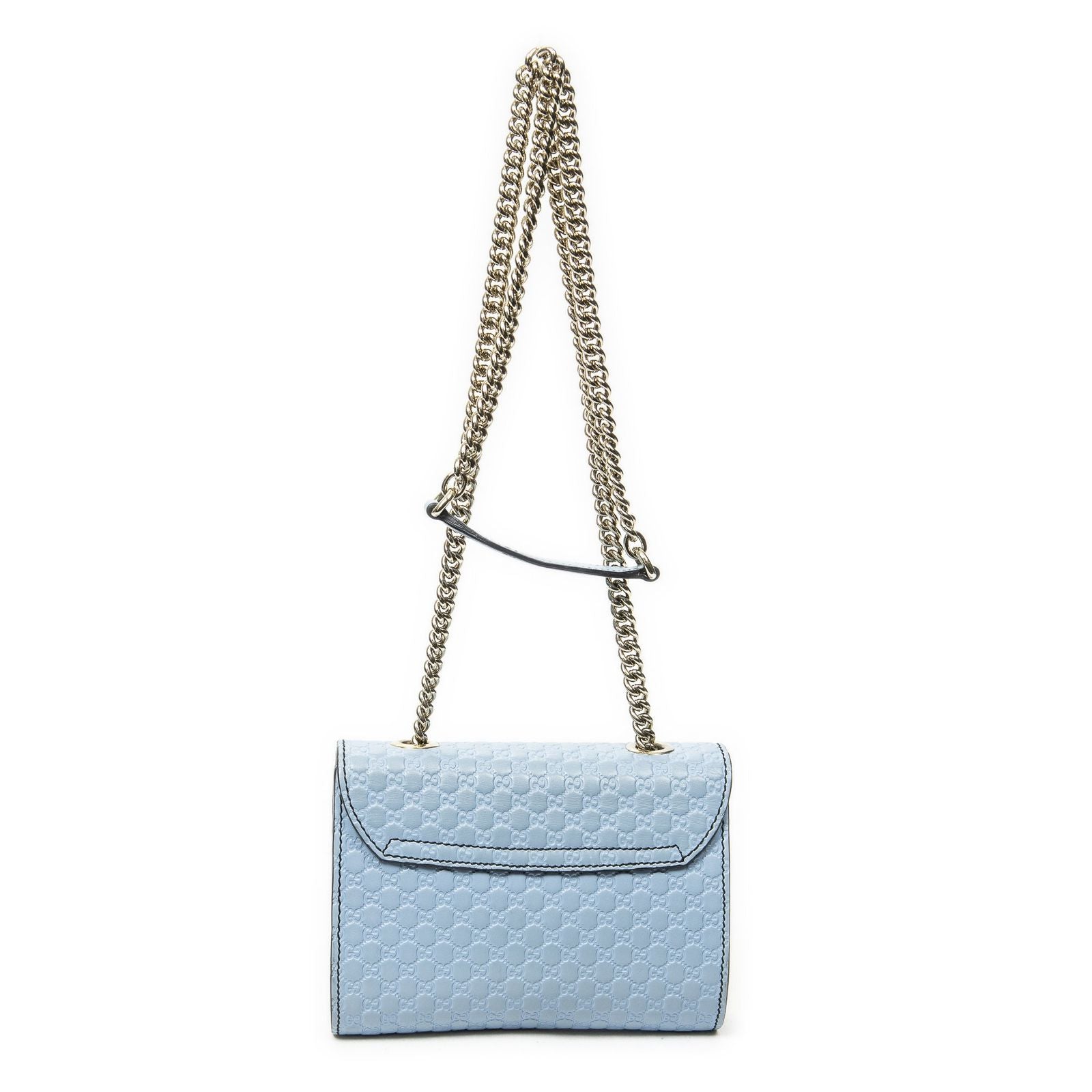Gucci Smo le Emilie Chain Bag Blue Micro Guccissima Leather — view 5