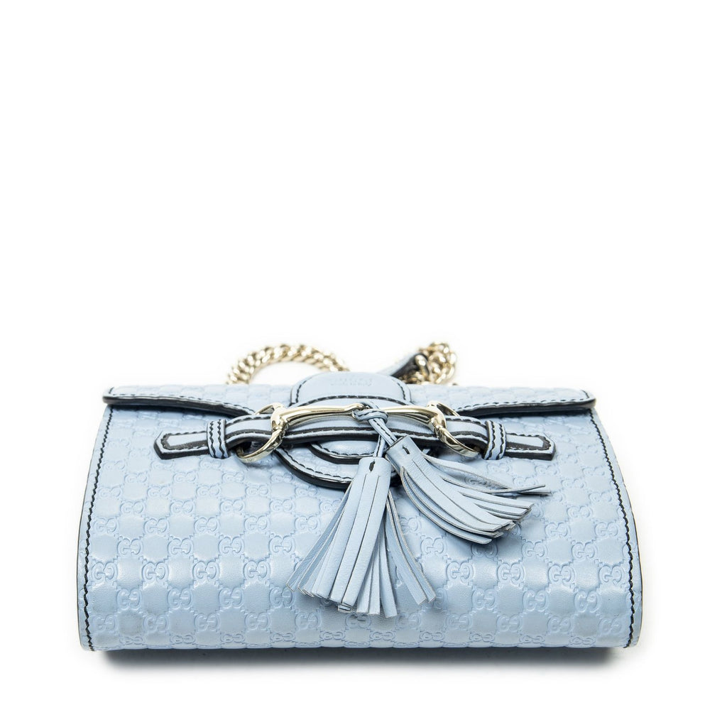 Gucci Smo le Emilie Chain Bag Blue Micro Guccissima Leather — view 6