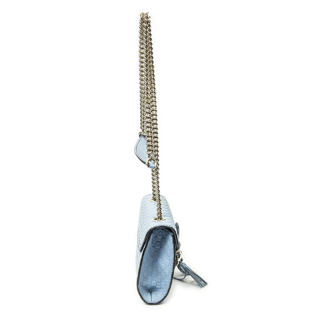 Gucci Smo le Emilie Chain Bag Blue Micro Guccissima Leather — view 4