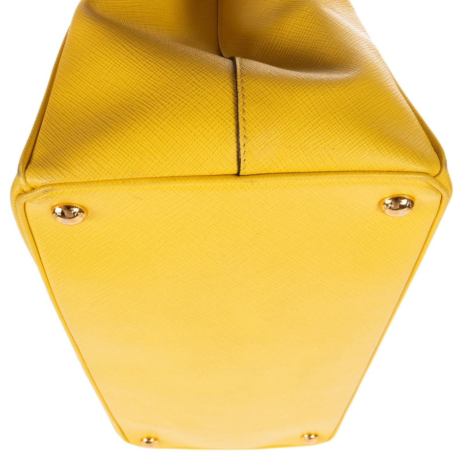 Prada la the Double Zip Galleria Tote Yellow Saffiano Lux Leather — view 8