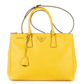 Prada la the Double Zip Galleria Tote Yellow Saffiano Lux Leather