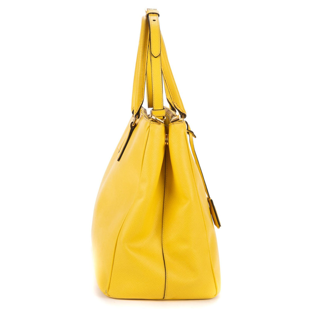 Prada la the Double Zip Galleria Tote Yellow Saffiano Lux Leather — view 4