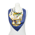 Hermes Scarf Blue Ivory Gold Silk