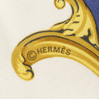 Hermes Scarf Blue Ivory Gold Silk — view 4