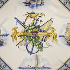 Hermes Scarf Blue Ivory Gold Silk — view 3