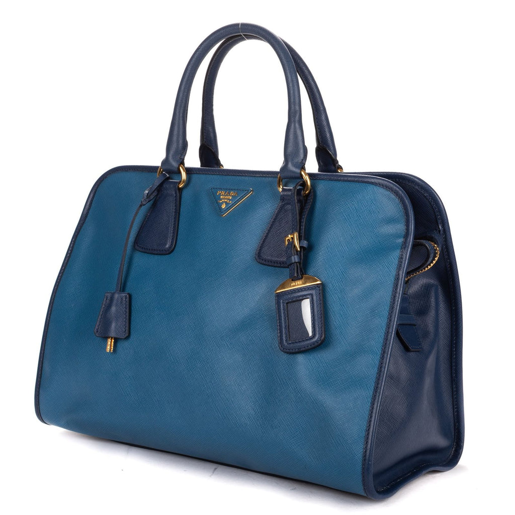 Prada Galleria Top Handle Tote Navy Blue Saffiano Leather — view 2