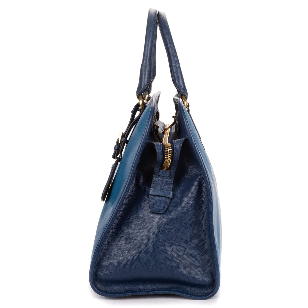 Prada Galleria Top Handle Tote Navy Blue Saffiano Leather — view 3