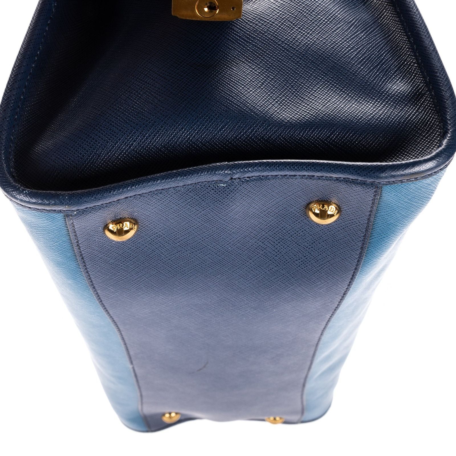 Prada Galleria Top Handle Tote Navy Blue Saffiano Leather — view 8