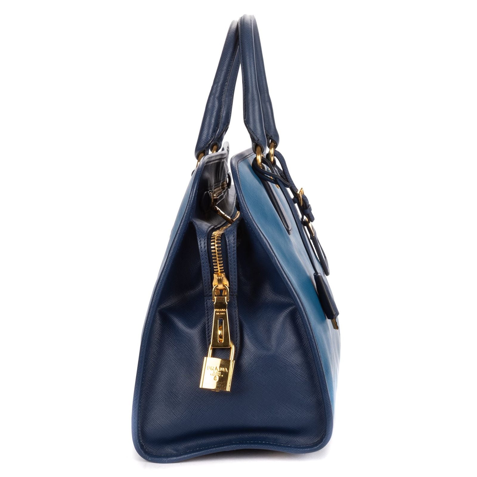 Prada Galleria Top Handle Tote Navy Blue Saffiano Leather — view 4