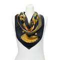 Hermes Scarf Black Gold Red Silk
