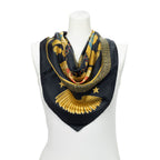 Hermes Scarf Black Gold Red Silk