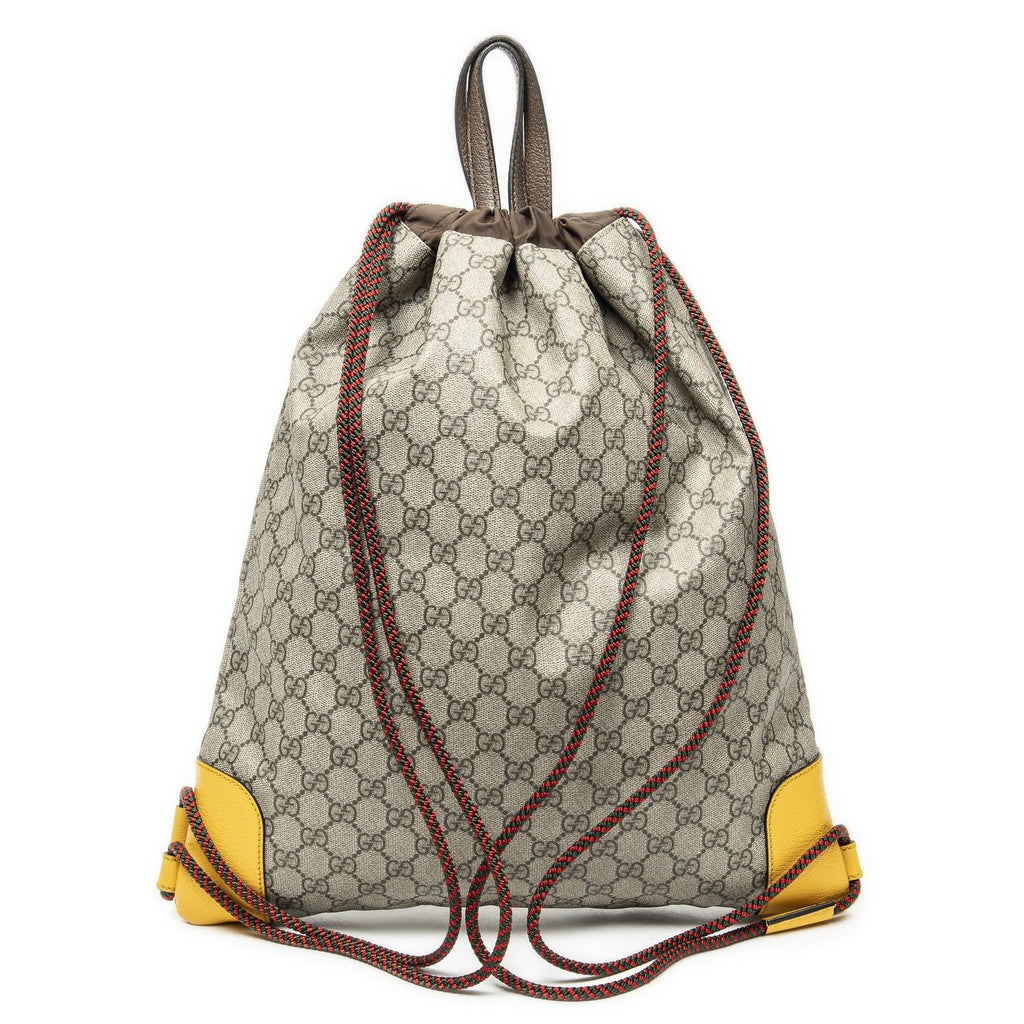 Gucci la the Drawstring Backpack Beige Yellow Split M Canvas — view 5