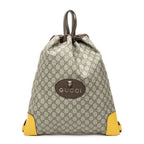 Gucci la the Drawstring Backpack Beige Yellow Split M Canvas