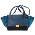 Celine Smo le Tricolor Trapeze Navy Blue Black Calfskin Leather Shoulder
