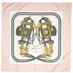Hermes Scarf Light Pink Gray Ivory Silk — view 2