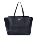 Gucci Medium Swing Shopper Tote Black Grain Calf Skin Leather